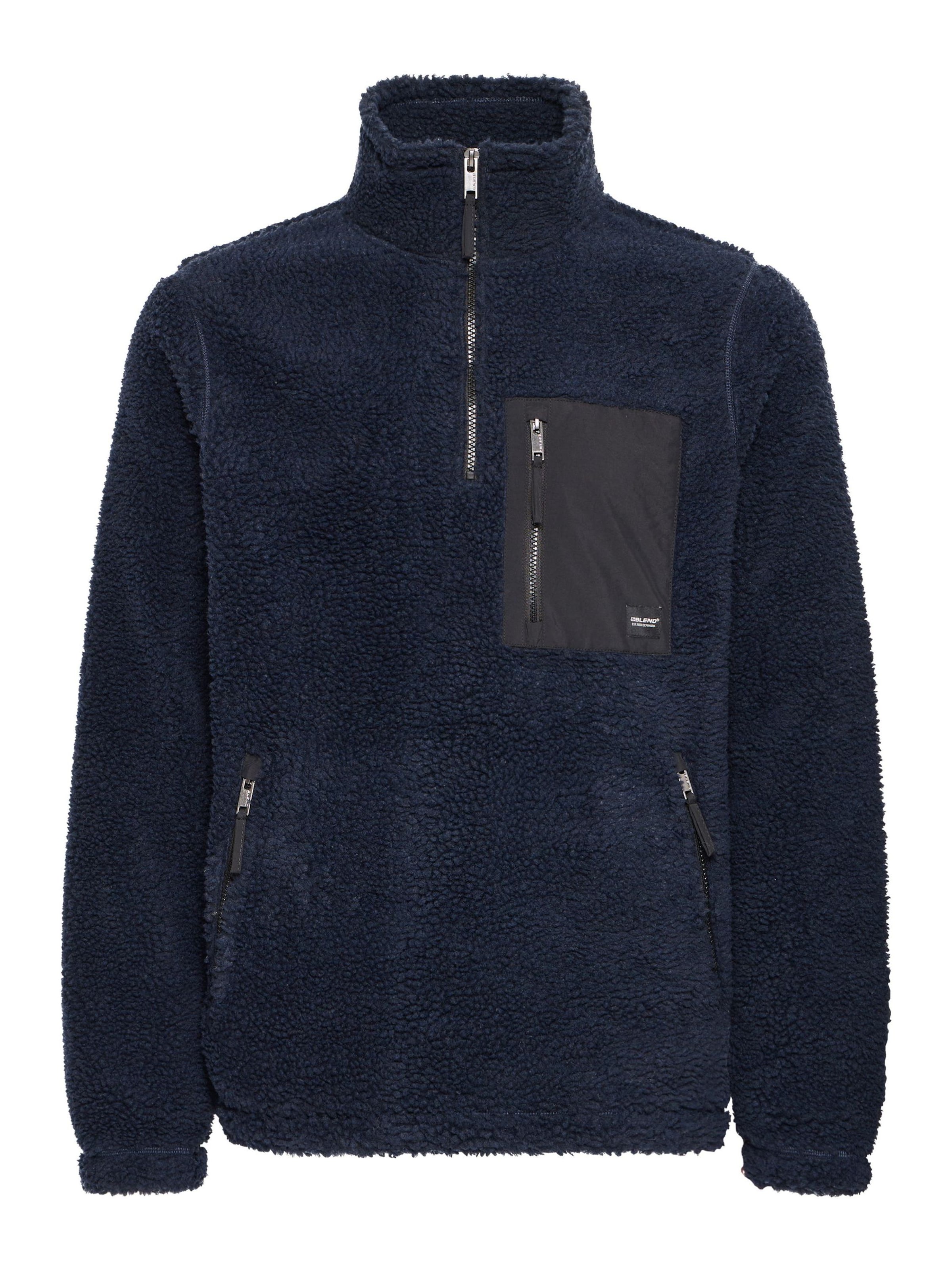 BLEND Fleece jas 'Totto' in Blauw: voorkant