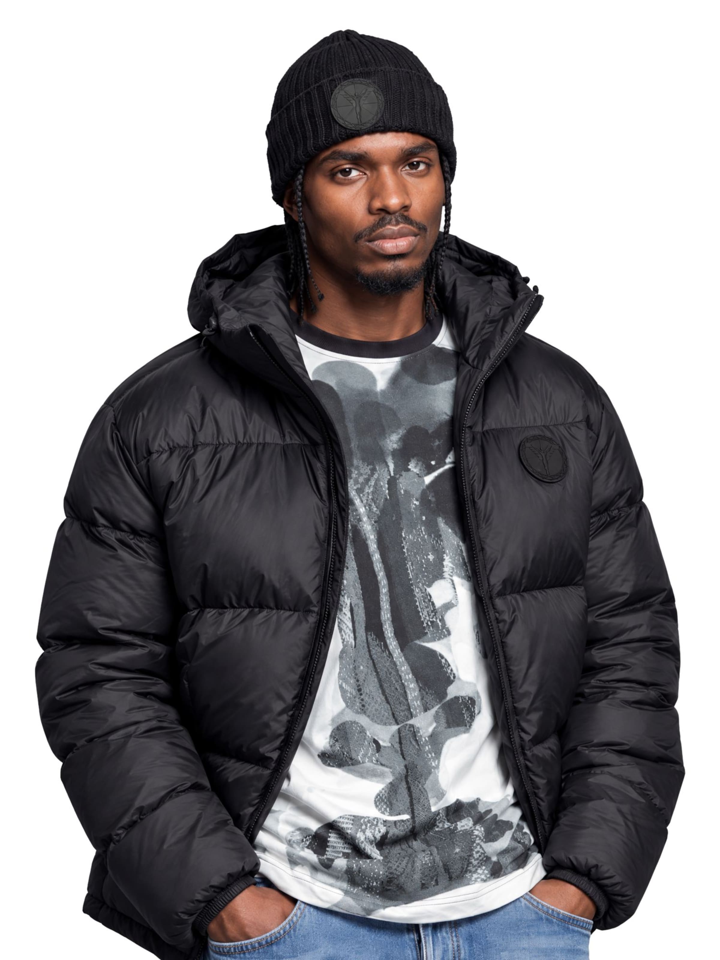 Carlo Colucci Winterjacke 'Furnari' in Schwarz: Vorderseite