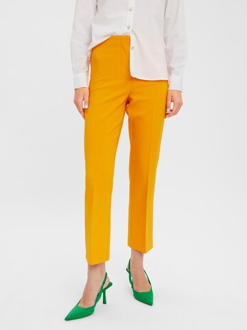 VERO MODA Regular Trousers with creases 'Sandy' in Orange: front