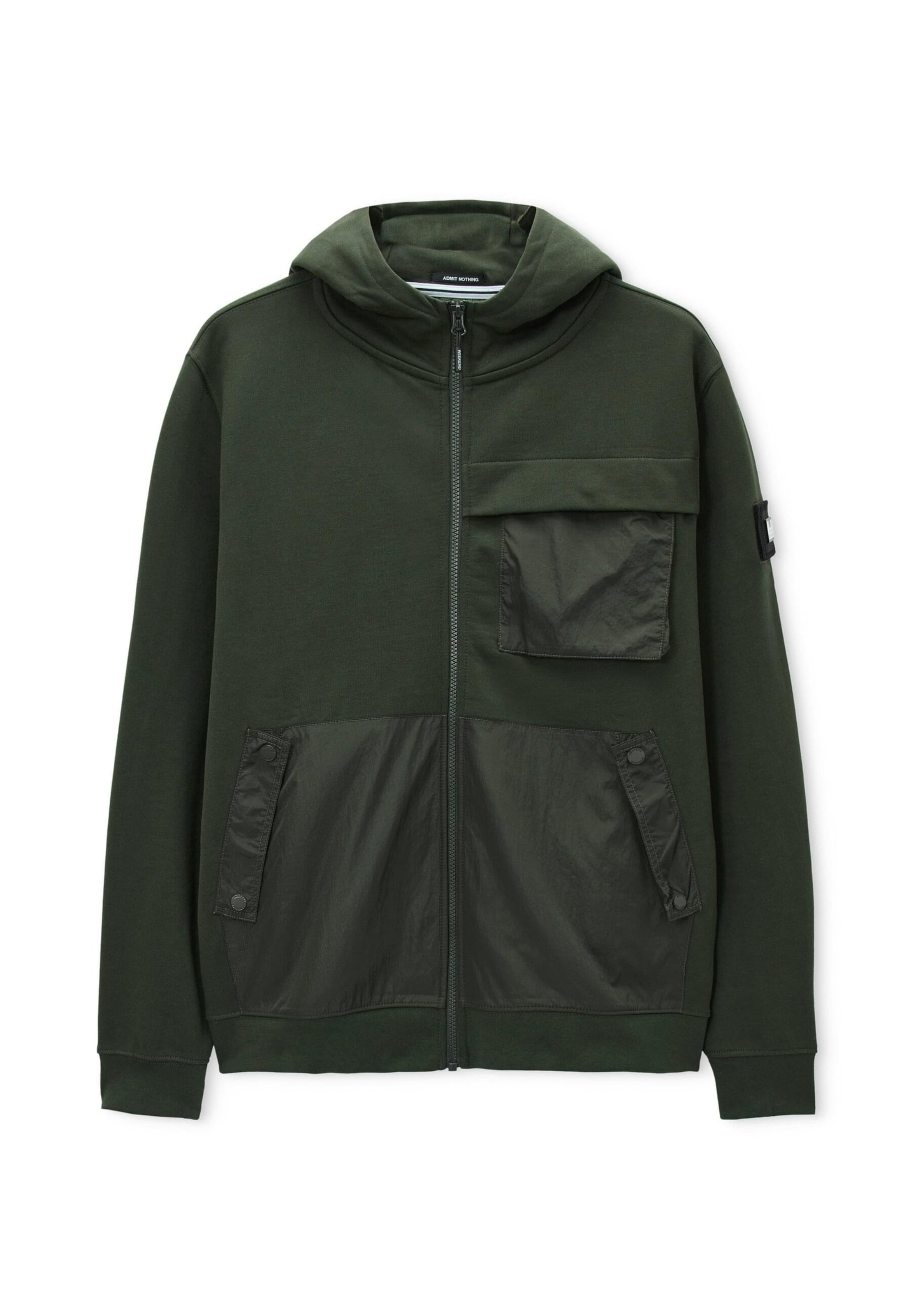 Weekend Offender Zip-Up Hoodie 'Daponte' in Green: front