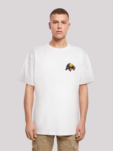 F4NT4STIC Shirt 'Rainbow Turtle' in Wit: voorkant