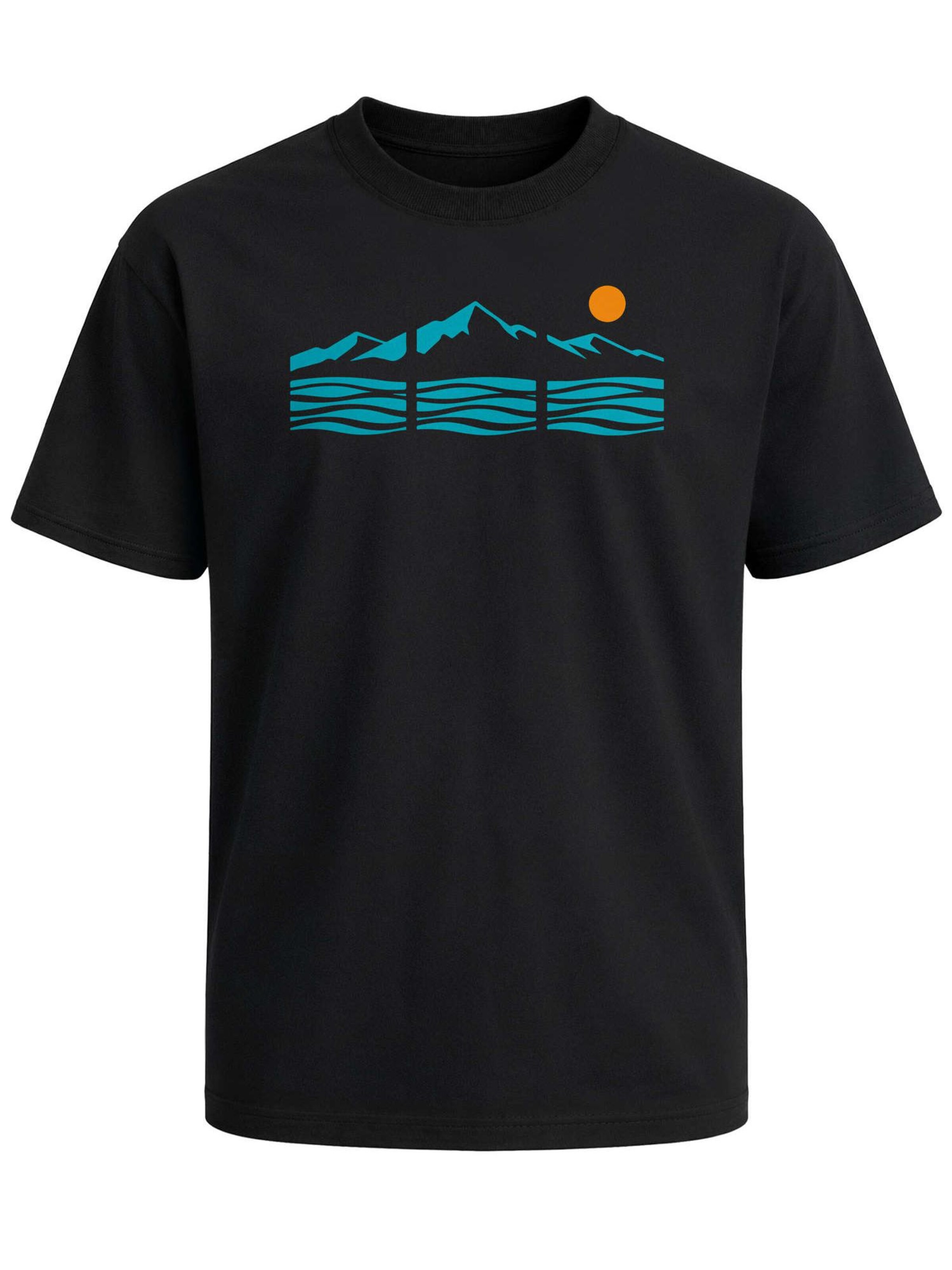 Neverless Shirt 'Blue Mountain'‌‌‌ in Schwarz: Vorderseite