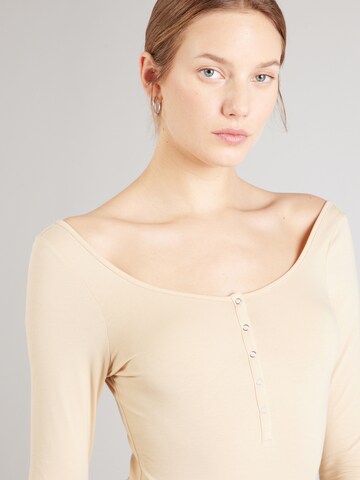 Monki Shirt bodysuit 'MICHELLE' in Beige
