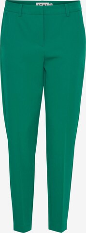 ICHI Slim fit Pleated Pants 'LEXI' in Green: front