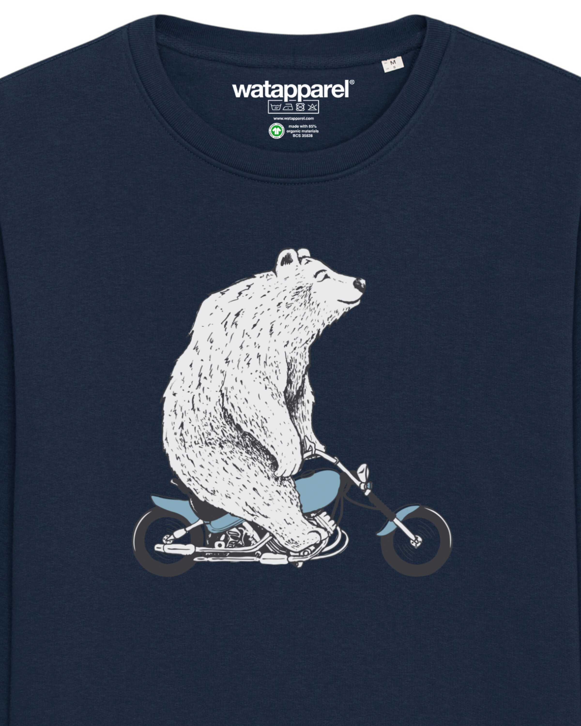 Watapparel Sweatshirt 'Bär auf Bike' in Blauw