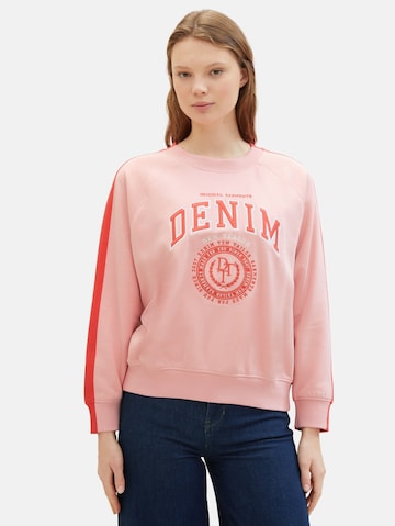 Sweat-shirt TOM TAILOR DENIM en rose : devant