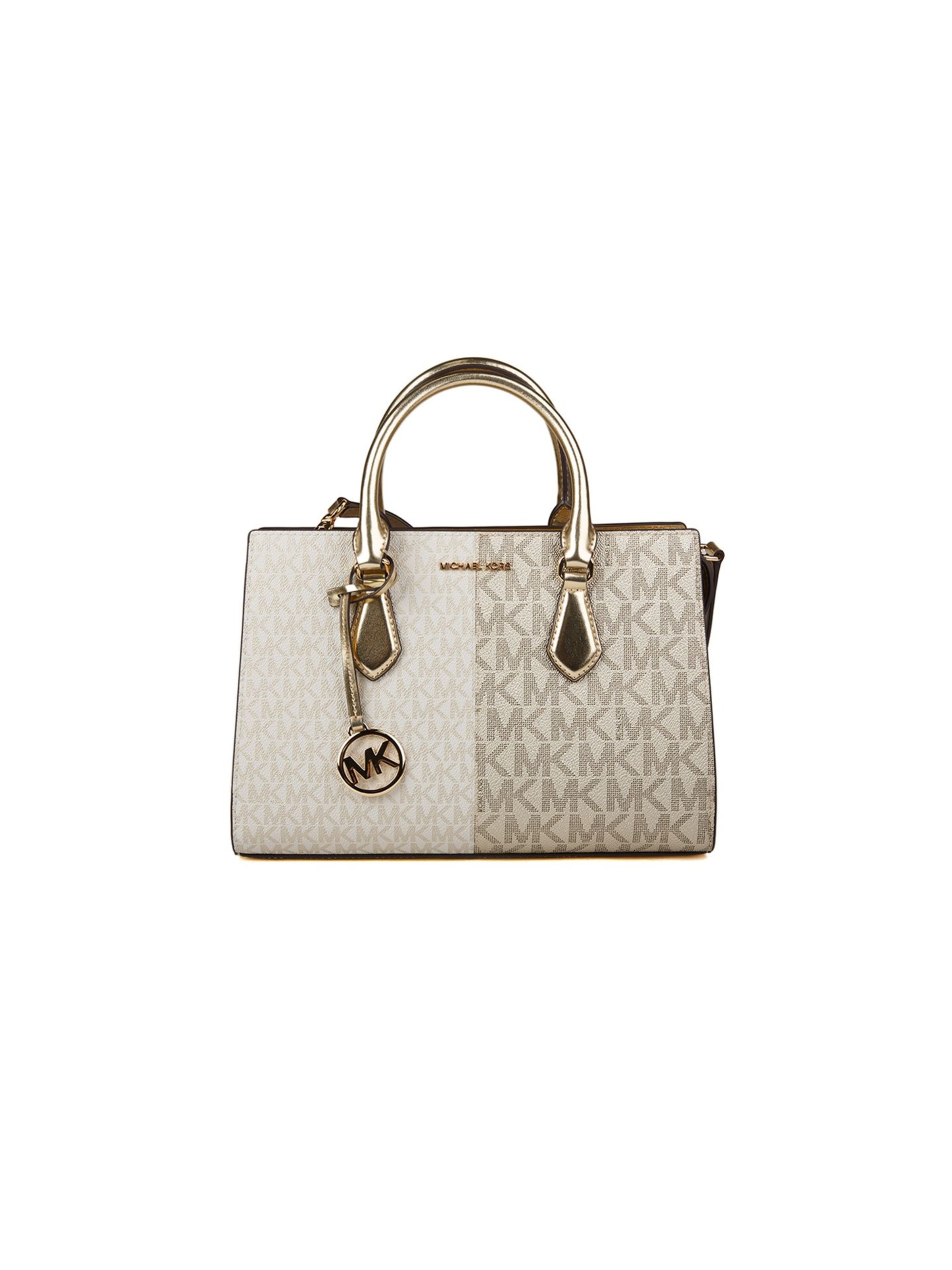 Michael Kors Handtas 'Sheila Medium Two-Tone Metallic Signature Logo Satchel' in One Size in de kleur Goud, Productweergave