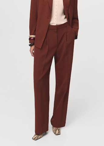 MANGO Loose fit Pleat-Front Pants 'Paris' in Orange: front
