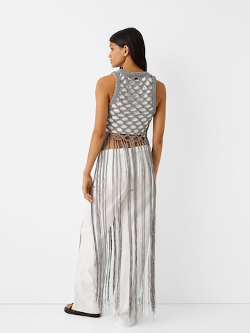 Bershka Gebreide top in Zilver