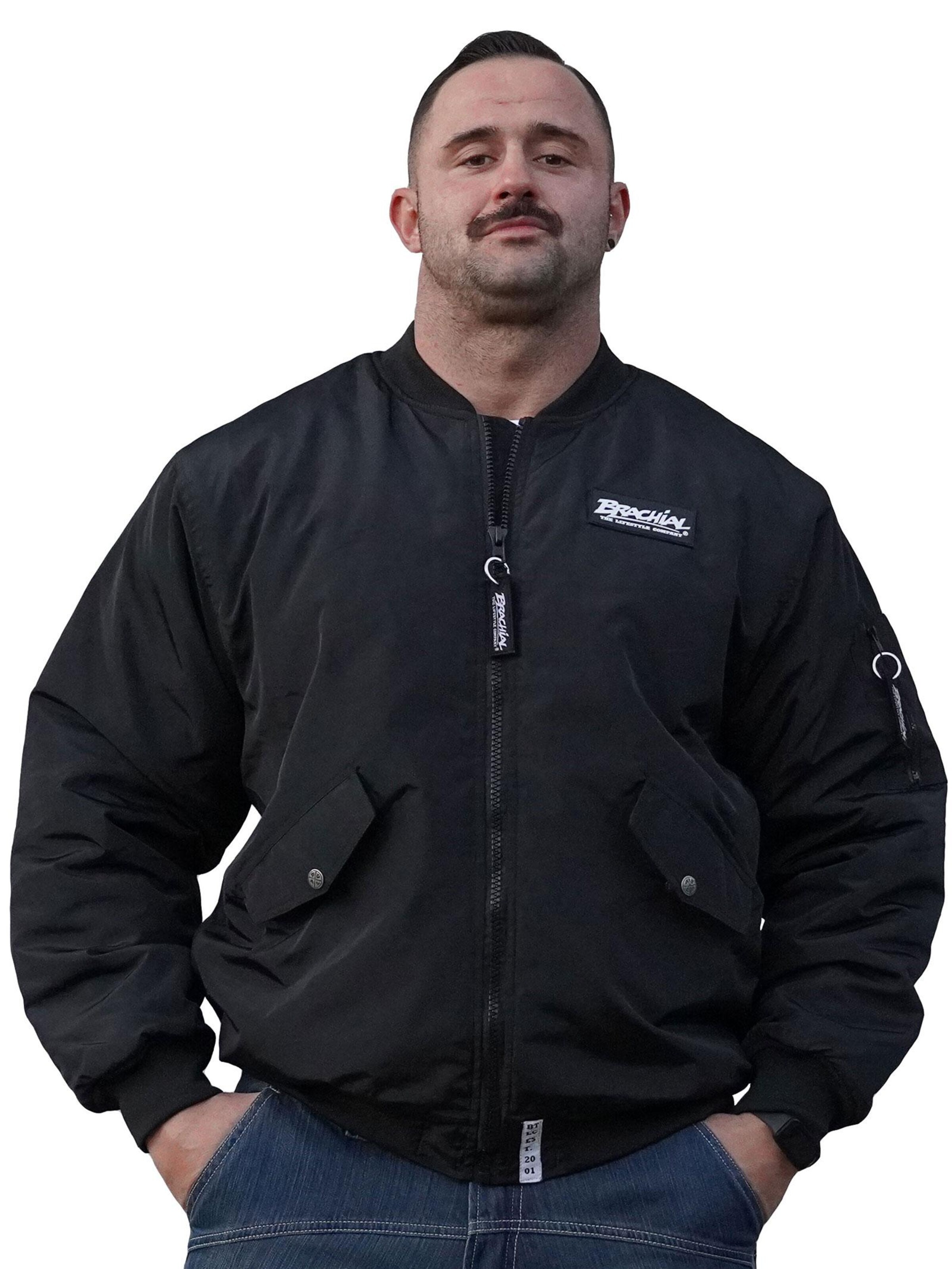 BRACHIAL The Lifestyle Company Between-Season Jacket 'SIGN' in Black: front