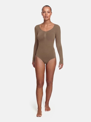 cfab (formerly creamy fabrics) Shapingbody 'Bodysuit Sculpting Shapewear Longsleeve mit Slip' in Bruin