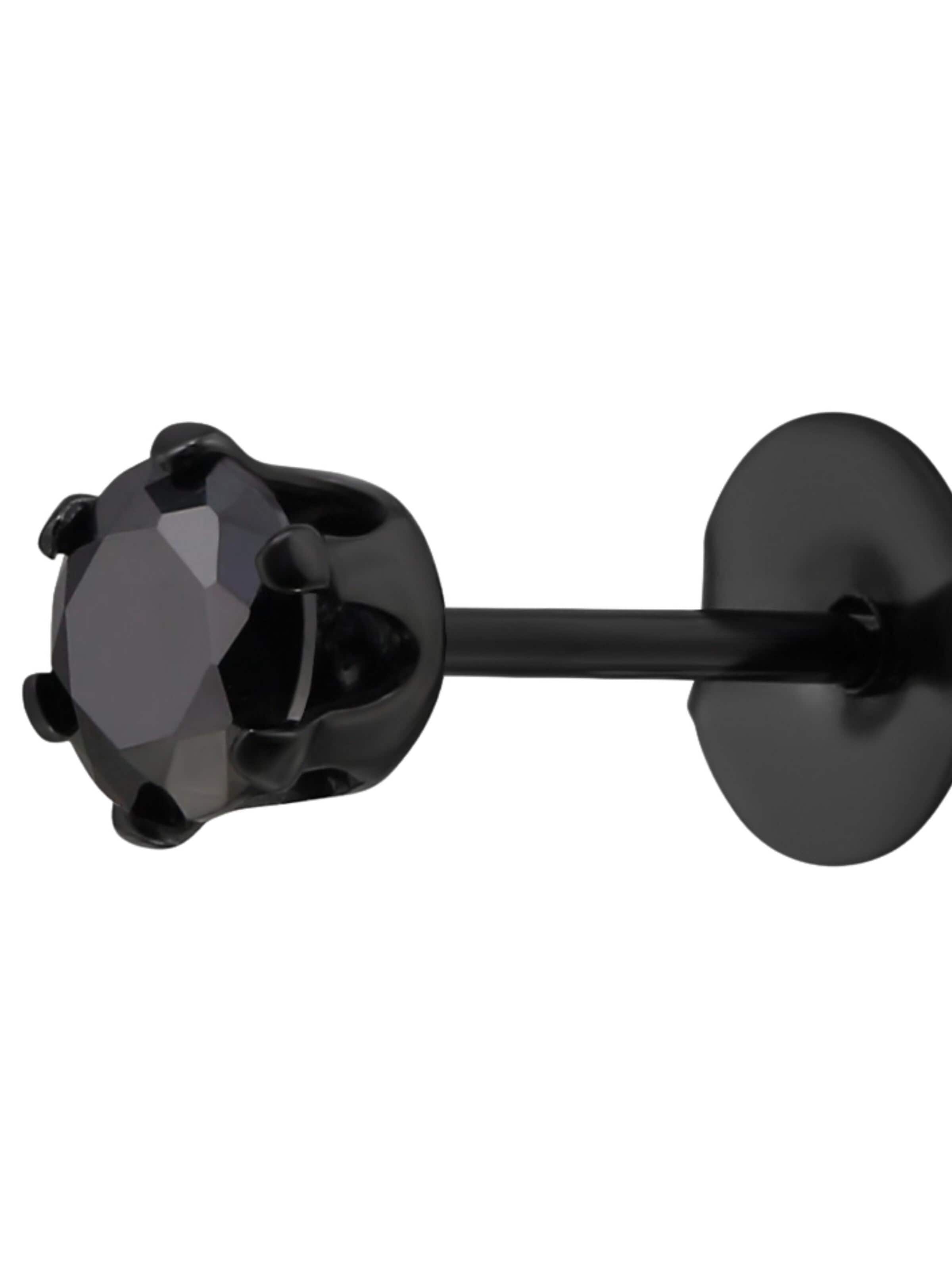 Boucles d'oreilles 'Runde 4 mm Ohrstecker aus Edelstahl mit Zirkonia' Maxte en noir