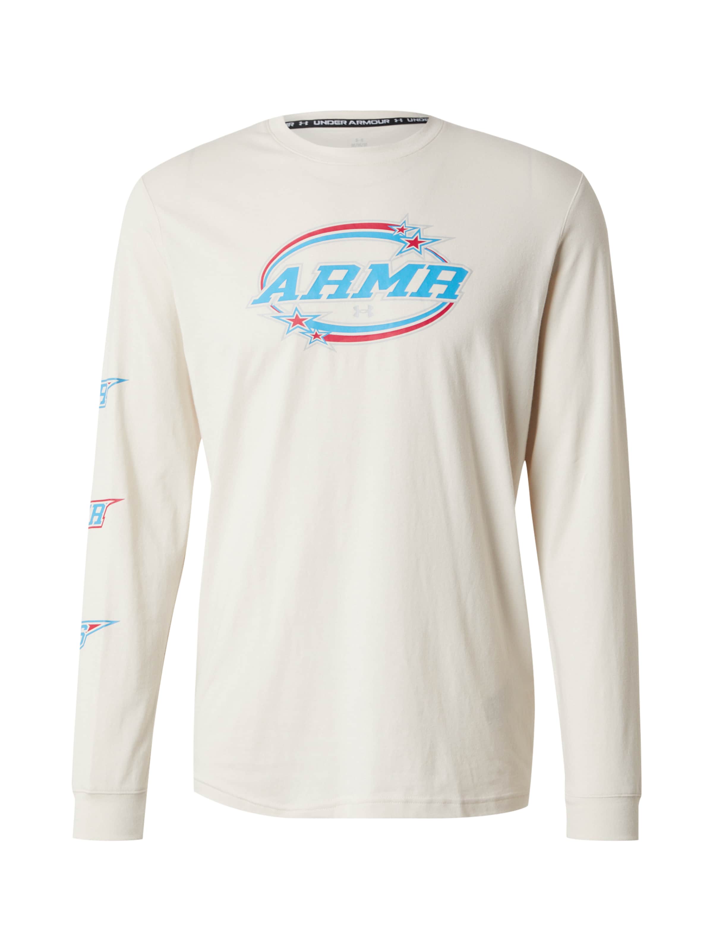 UNDER ARMOURTehnička sportska majica 'STACKED STARS' - siva boja: prednji dio