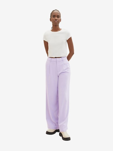 TOM TAILOR DENIM Wide leg Pleat-front trousers in Purple