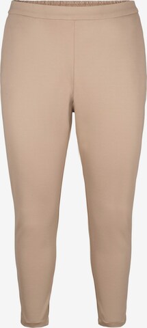 Zizzi Slimfit Broek 'JMaddie' in Beige: voorkant