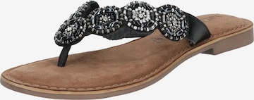 LAZAMANI T-Bar Sandals in Black: front