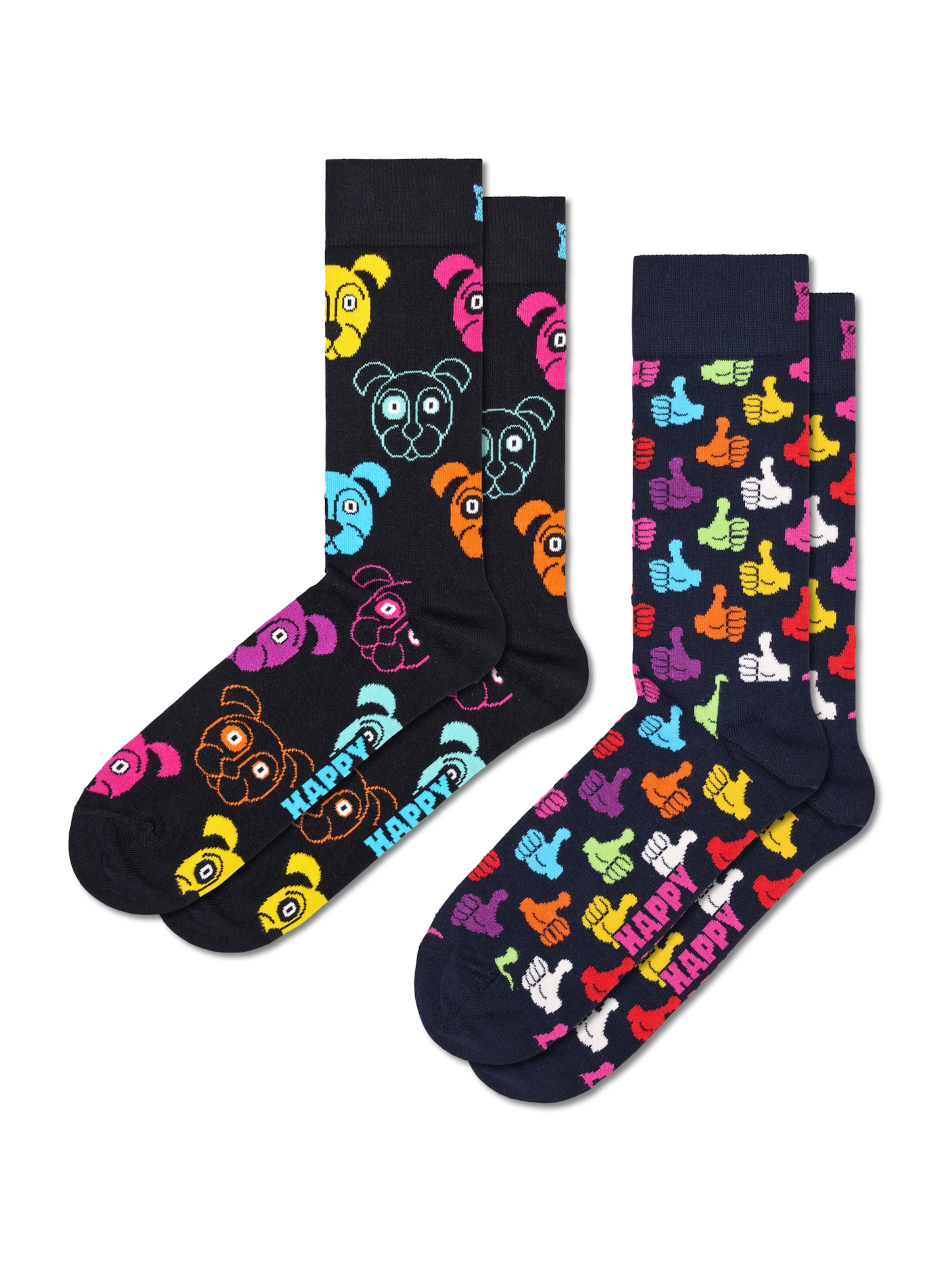 Happy Socks Socks '2-Pack Dog Socks' in Black: front