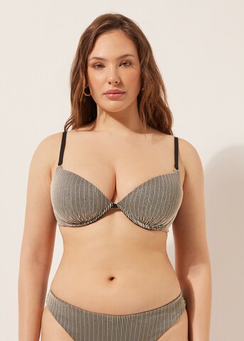 CALZEDONIA T-shirt Bikini Top 'Golden Stripes' in Gold