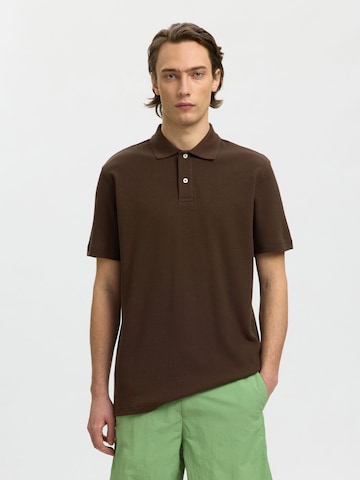T-Shirt SELECTED en marron : devant