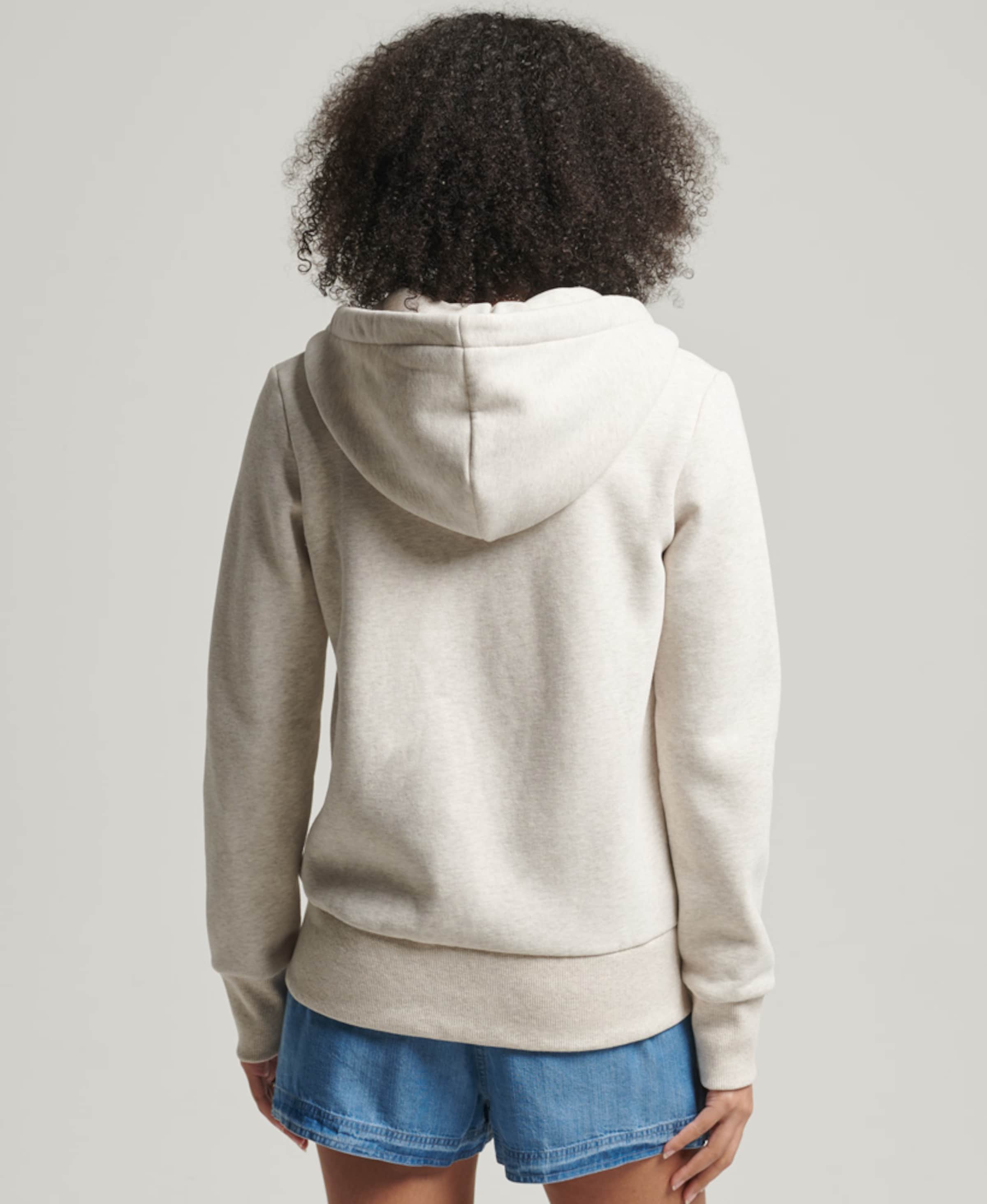 Frauen Große Größen Superdry Sweatjacke 'Script' in Creme - KG53858 Frauen Große Größen Superdry Sweatjacke 'Script' in Creme - KG53858