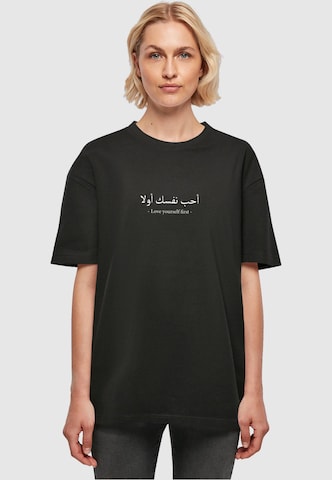 Merchcode Oversized Shirt 'Love Yourself First' in Black: front