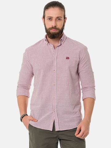 Coupe slim Chemise 'CH194' CIPO & BAXX en rouge : devant