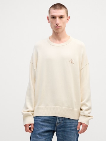 Pull-over Calvin Klein Jeans en blanc : devant