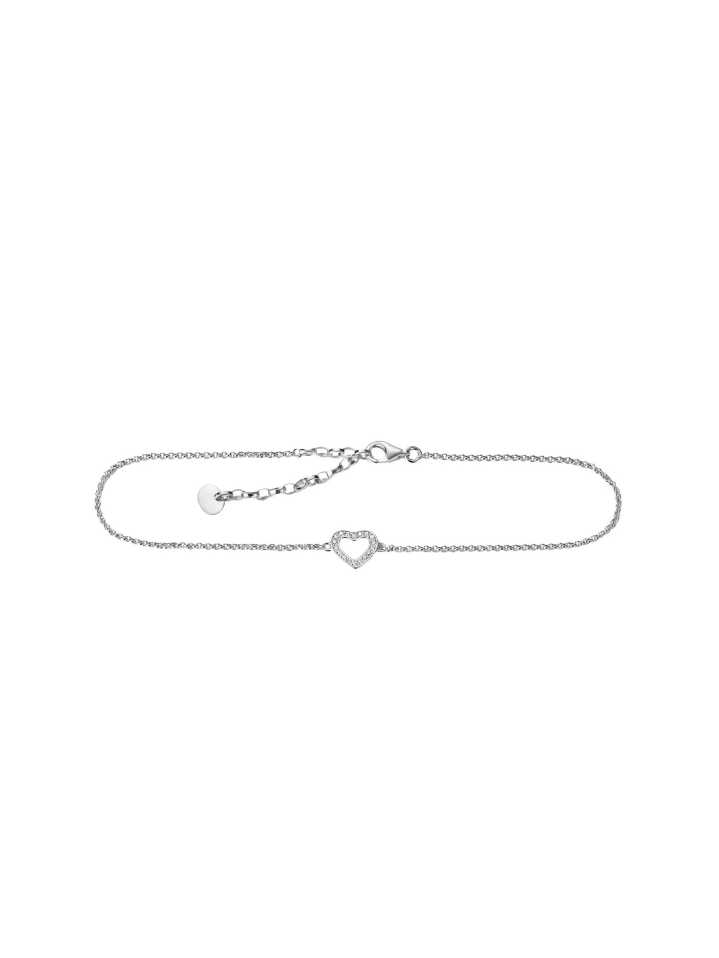 Thomas Sabo Armband 'Versilbertes Fußkettchen mit Herz & Zirkonia'‌‌ in 27 cm in silber, Produktansicht
