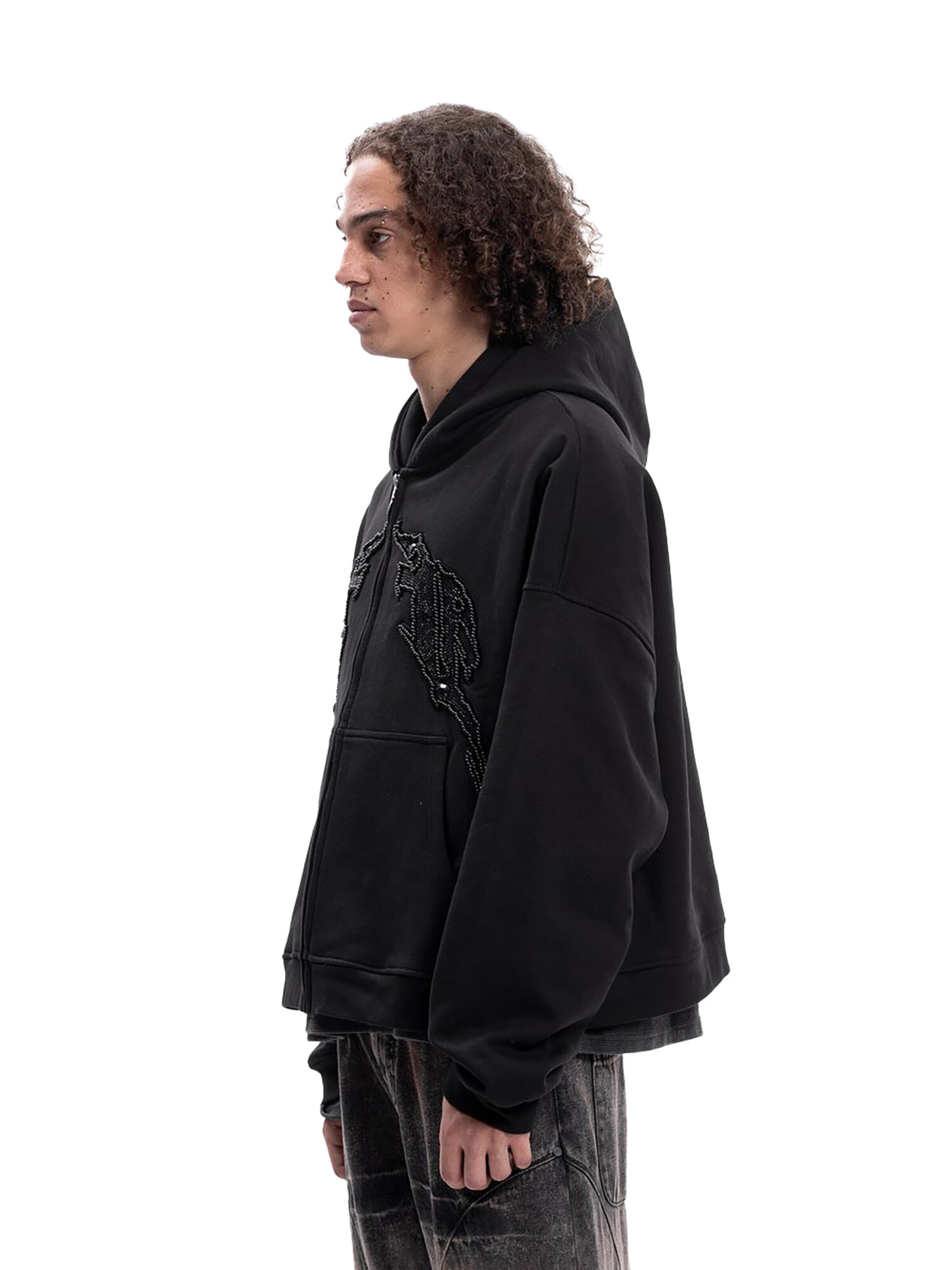 FAVELA Zip-Up Hoodie 'Double Aves' in Black