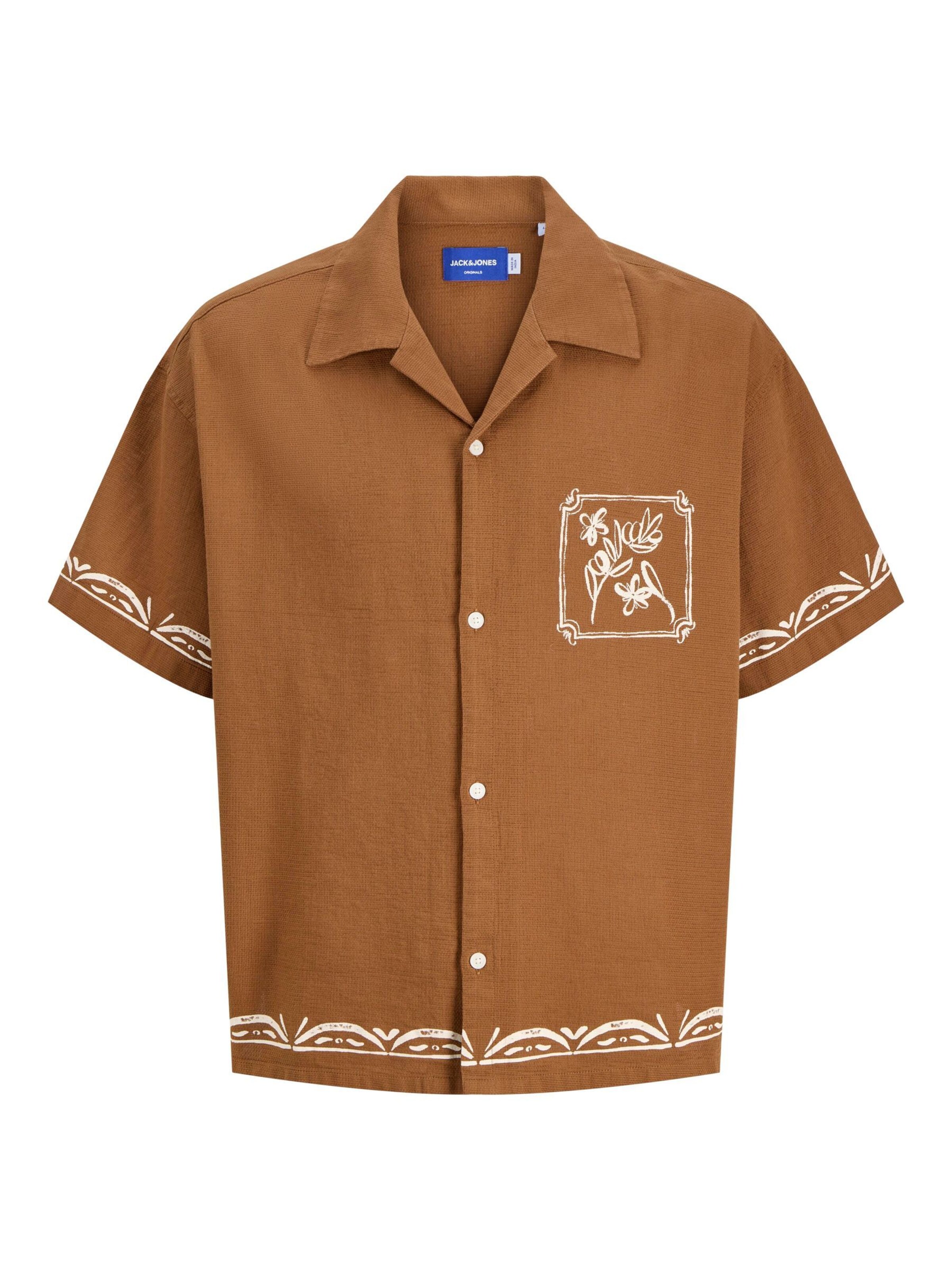 JACK & JONES Button Up Shirt in Brown: front