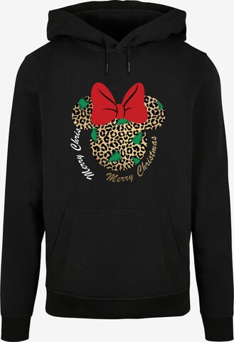 ABSOLUTE CULT Sweatshirt 'Minnie Mouse - Leopard Christmas' in Zwart: voorkant