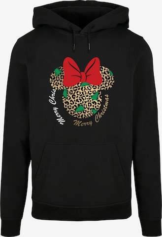 Sweat-shirt 'Minnie Mouse - Leopard Christmas' ABSOLUTE CULT en noir : devant