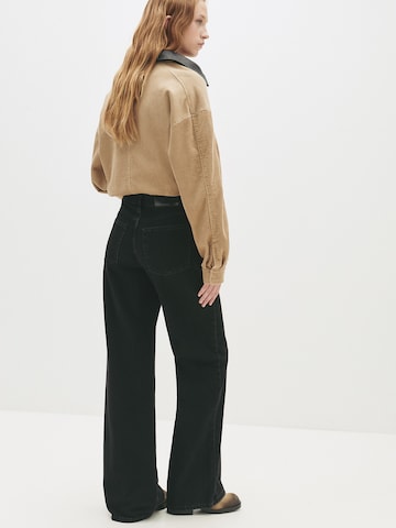 Pull&Bear Zvonové kalhoty Džíny – černá
