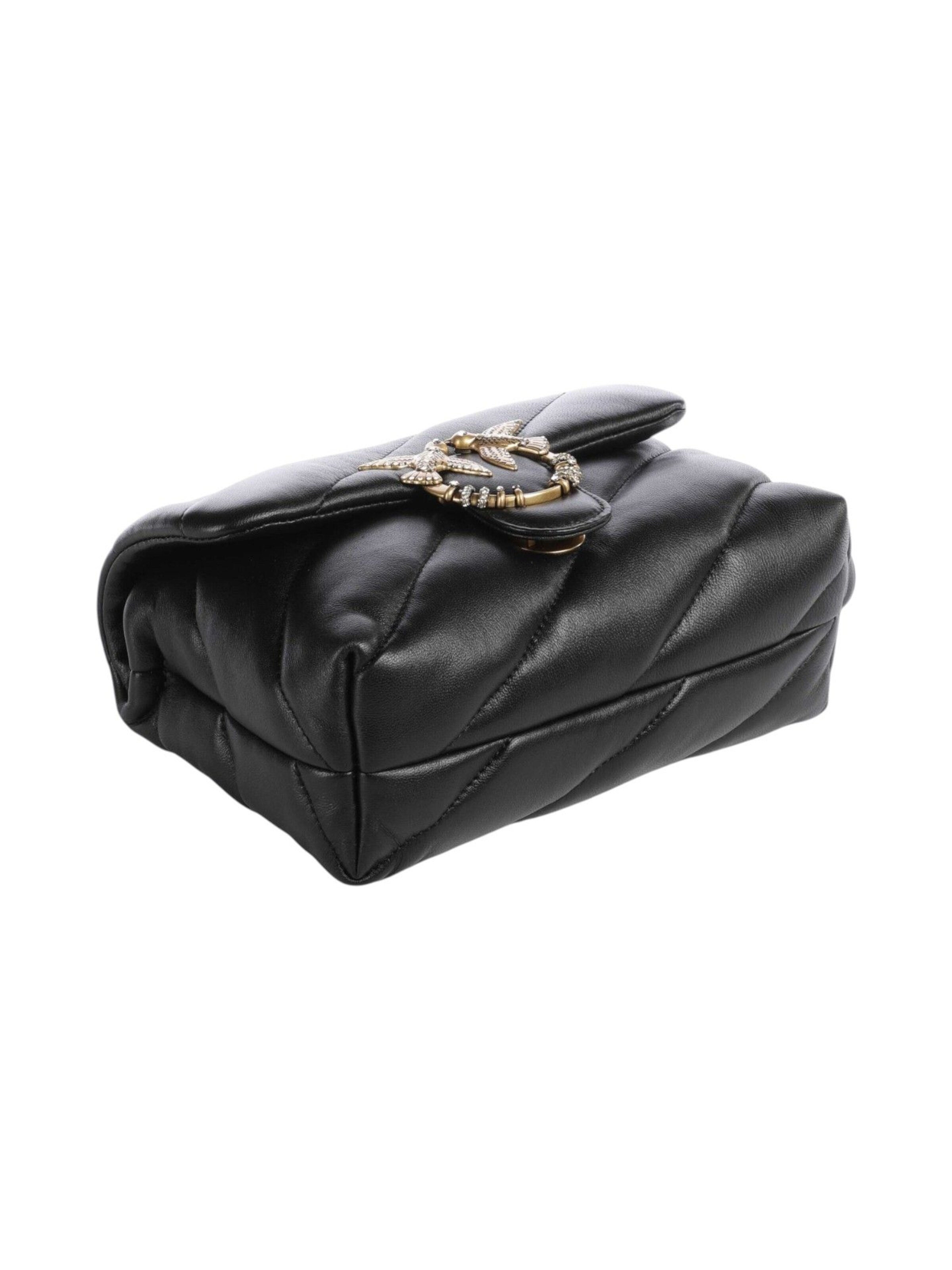PINKO - Bolso de hombro 'Puff Mini New Buckle Sheep Nap' en negro