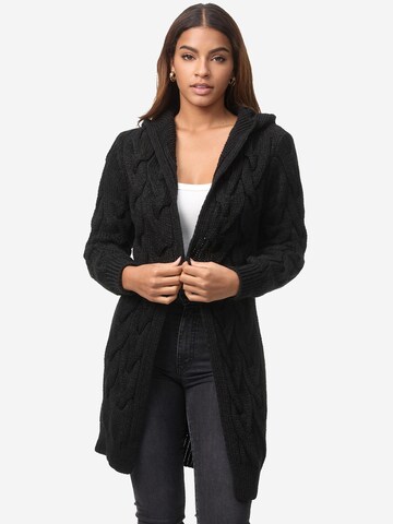 Cappotto in maglia di Elara in nero: frontale
