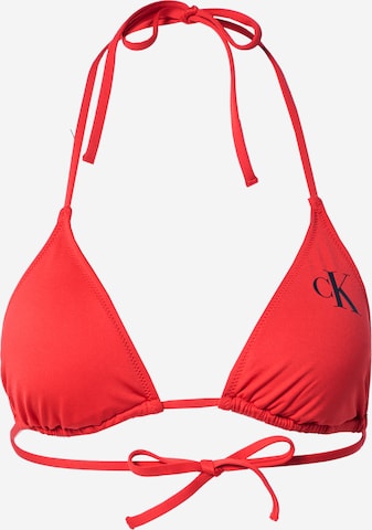 Calvin Klein Swimwear Triangle Bikini Top in Red: front