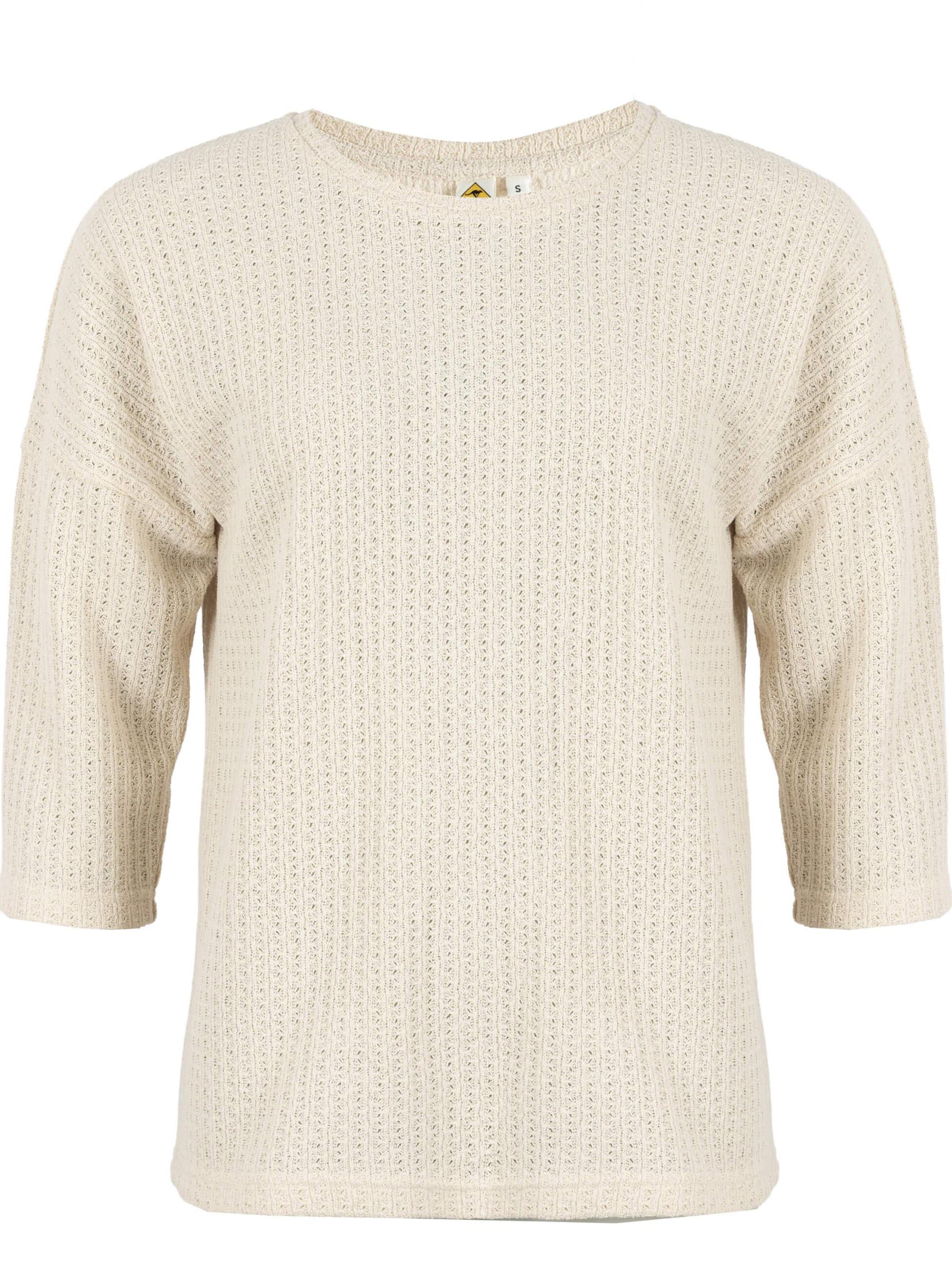 ROADSIGN australia Shirt 'Shirt Grace aus Ajourstrick mit 3/4 Arm'‌‌‌‌‌ in Beige: Vorderseite