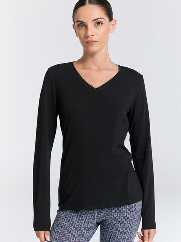 Leela COTTON Shirt 'Damen Bio-Baumwoll V-Neck Langarmshirt' in Black