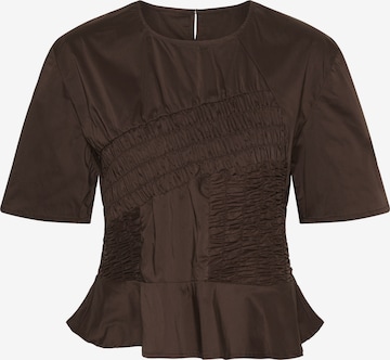CULTURE - Blusa 'Ajda ' en marrón: frente