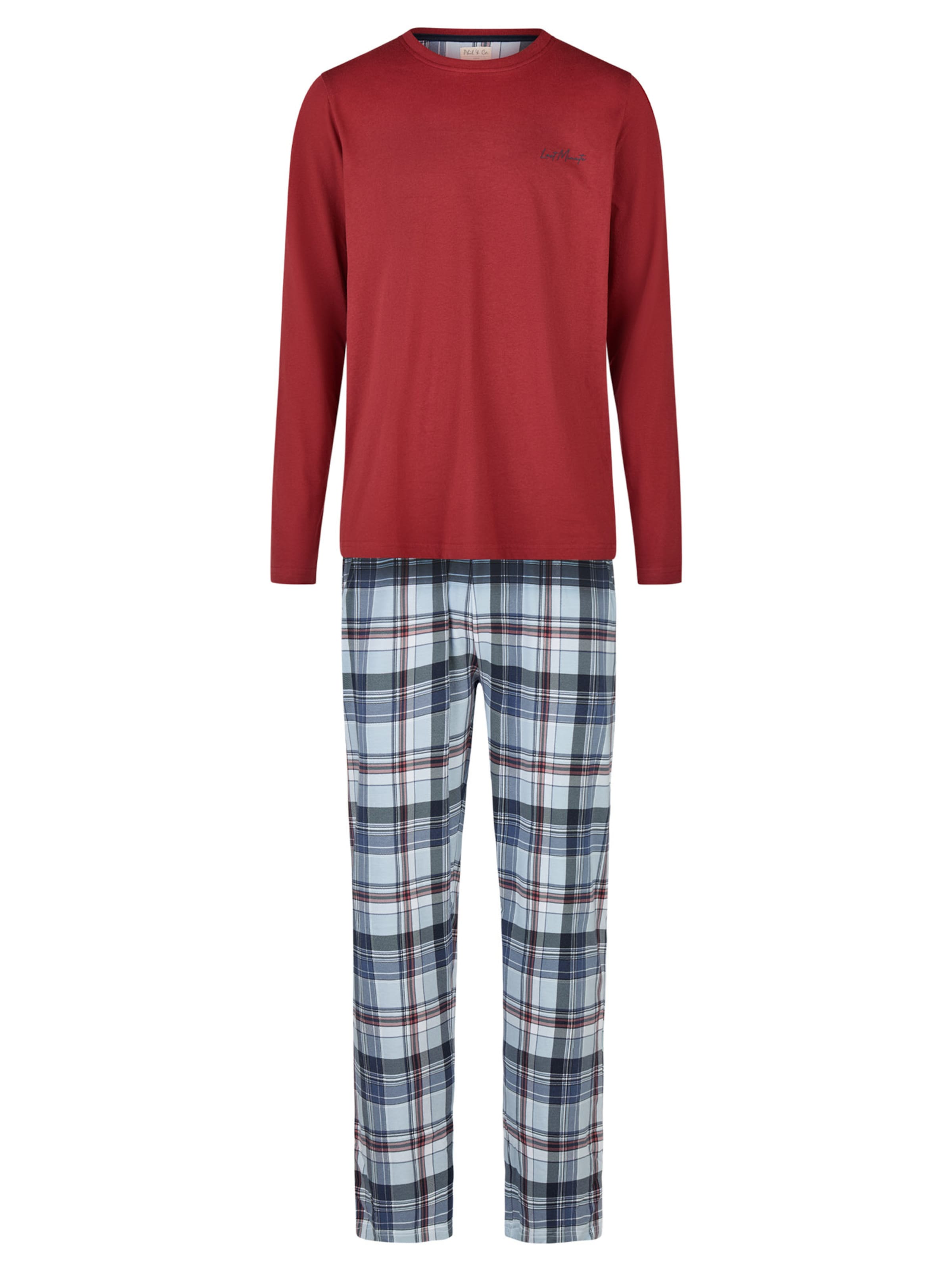 Phil & Co. Berlin Pyjama lang ' Classic ' in Blauw: voorkant