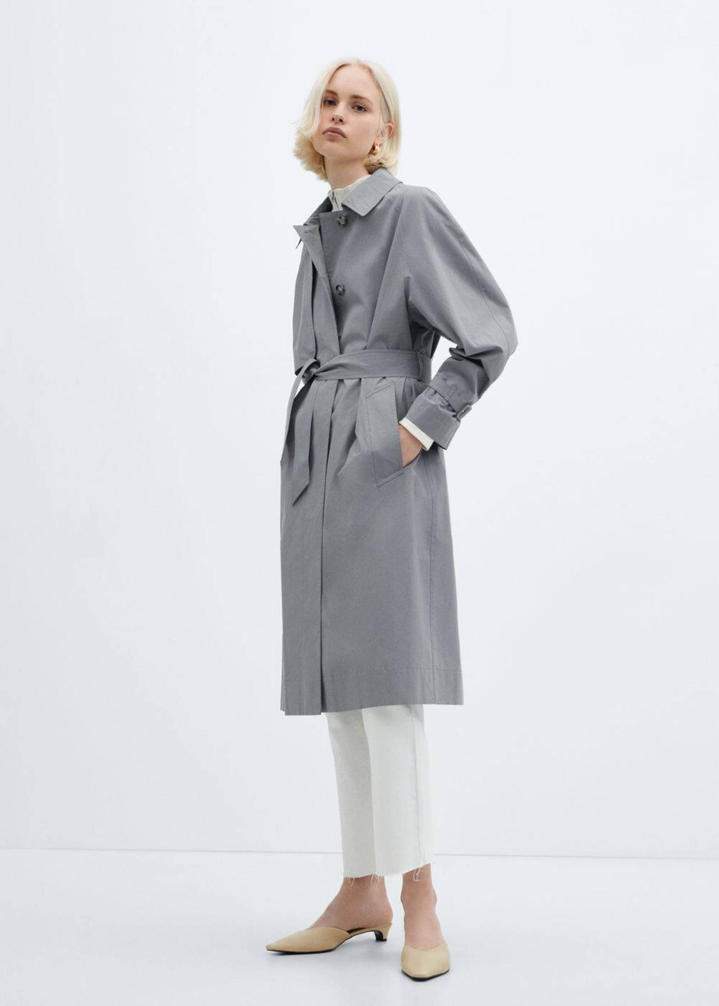 Manteau mi saison Anchovy MANGO en Gris Clair ABOUT YOU
