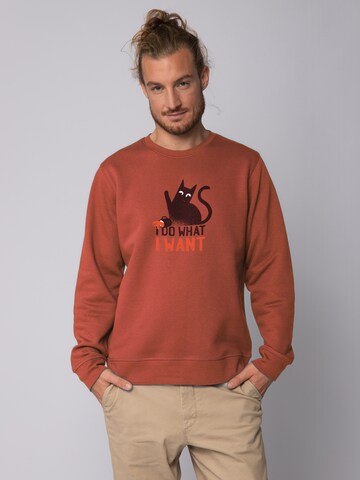 Watapparel Sweatshirt ' Cat ' in Brown: front