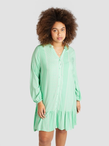 ONLY Carmakoma Košeľové šaty 'MARRAKESH' - Zelená: predná strana