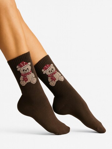 Lycille Socks in Brown: front