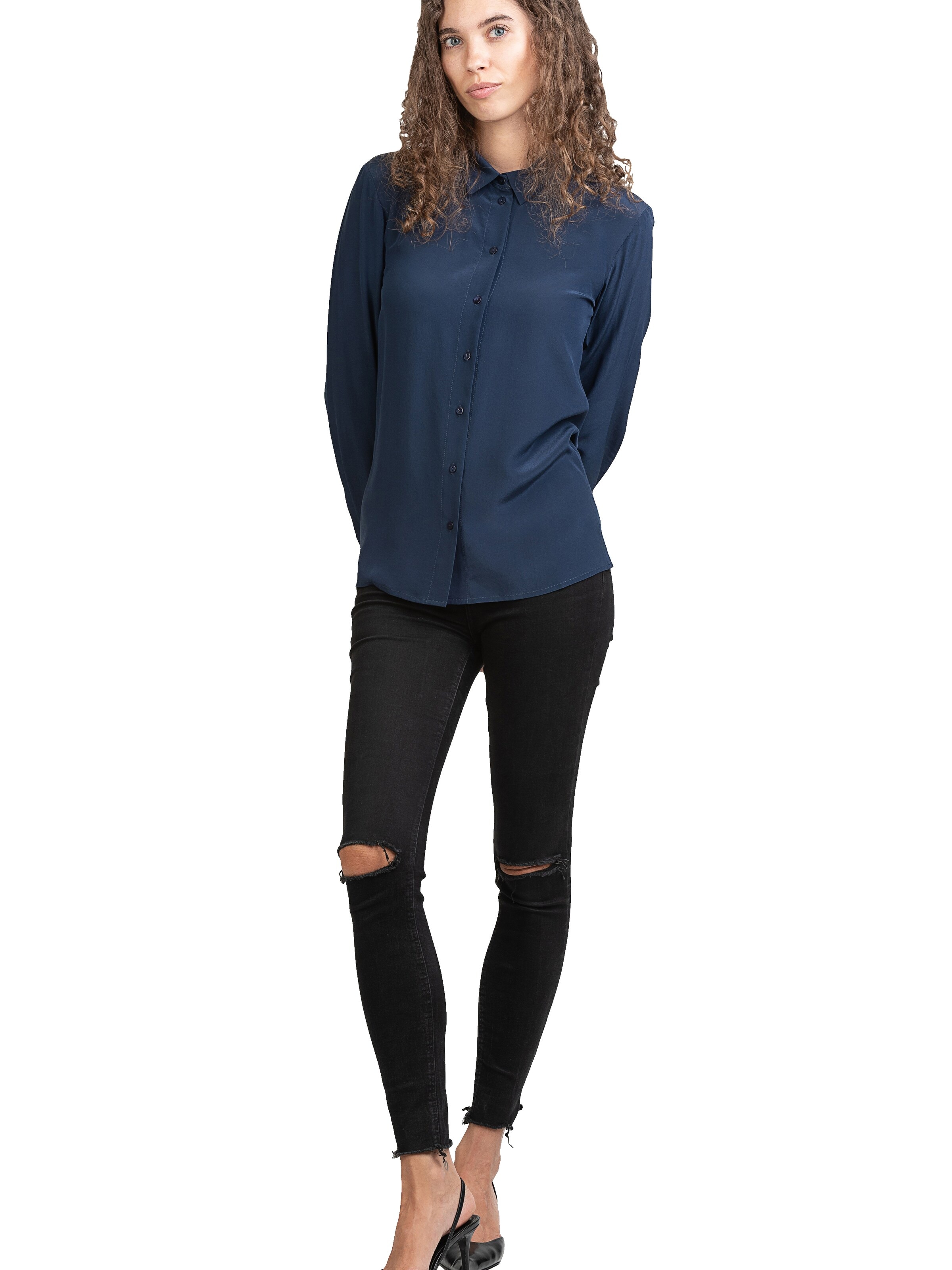 Posh Gear Blouse 'Seidenbluse Collettoseta' in Blauw