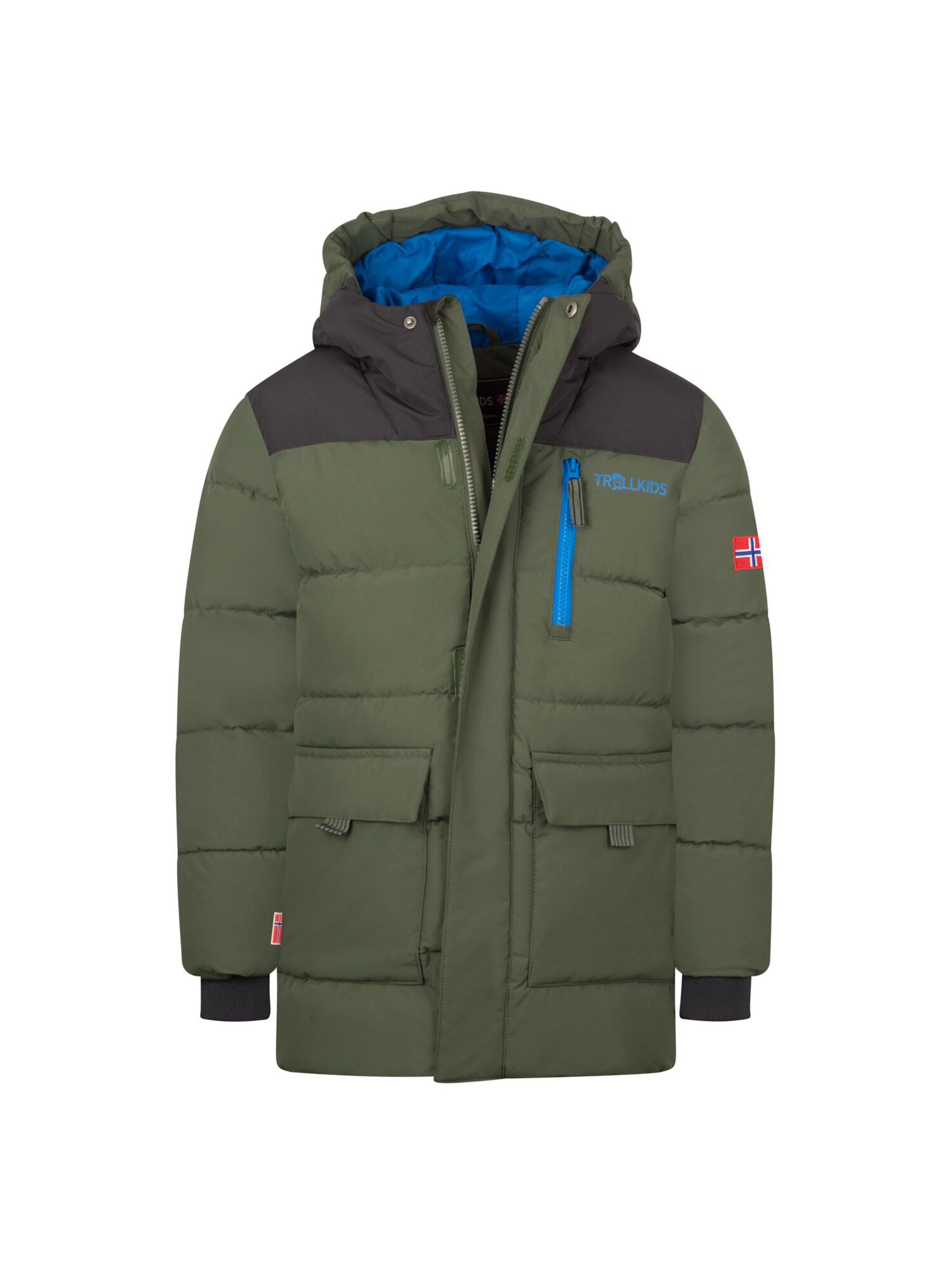 TROLLKIDS Winter Jacket in Green: front