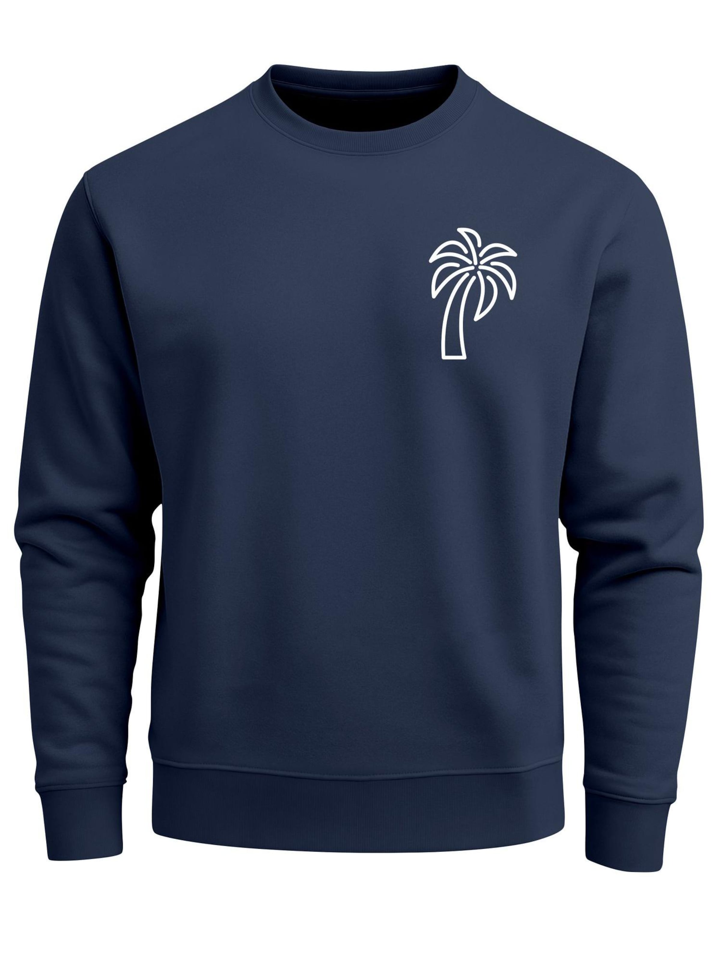 Neverless Sweatshirt 'Palm Lineart Logo' in Blue: front