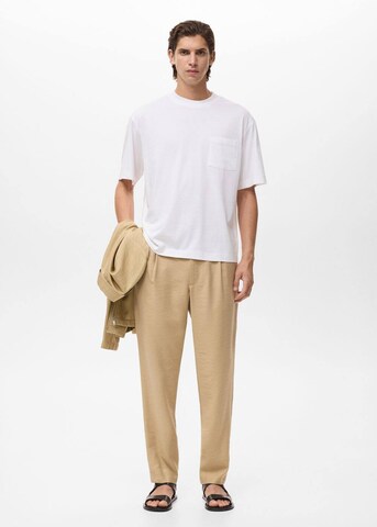 MANGO MAN Regular Pleat-Front Pants 'Vulcano' in Beige