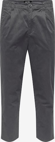 Only & Sons Pleat-Front Pants 'CAM' in Grey: front