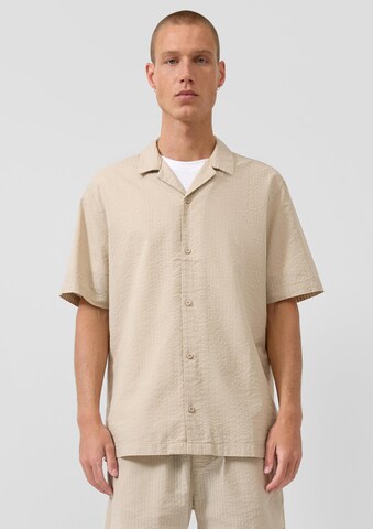QS Regular Fit Hemd in Beige: Vorderseite